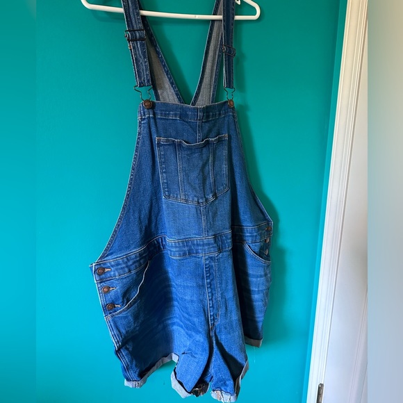 Ava & Viv 24W stretch denim shirt overalls shortalls - Picture 1 of 5